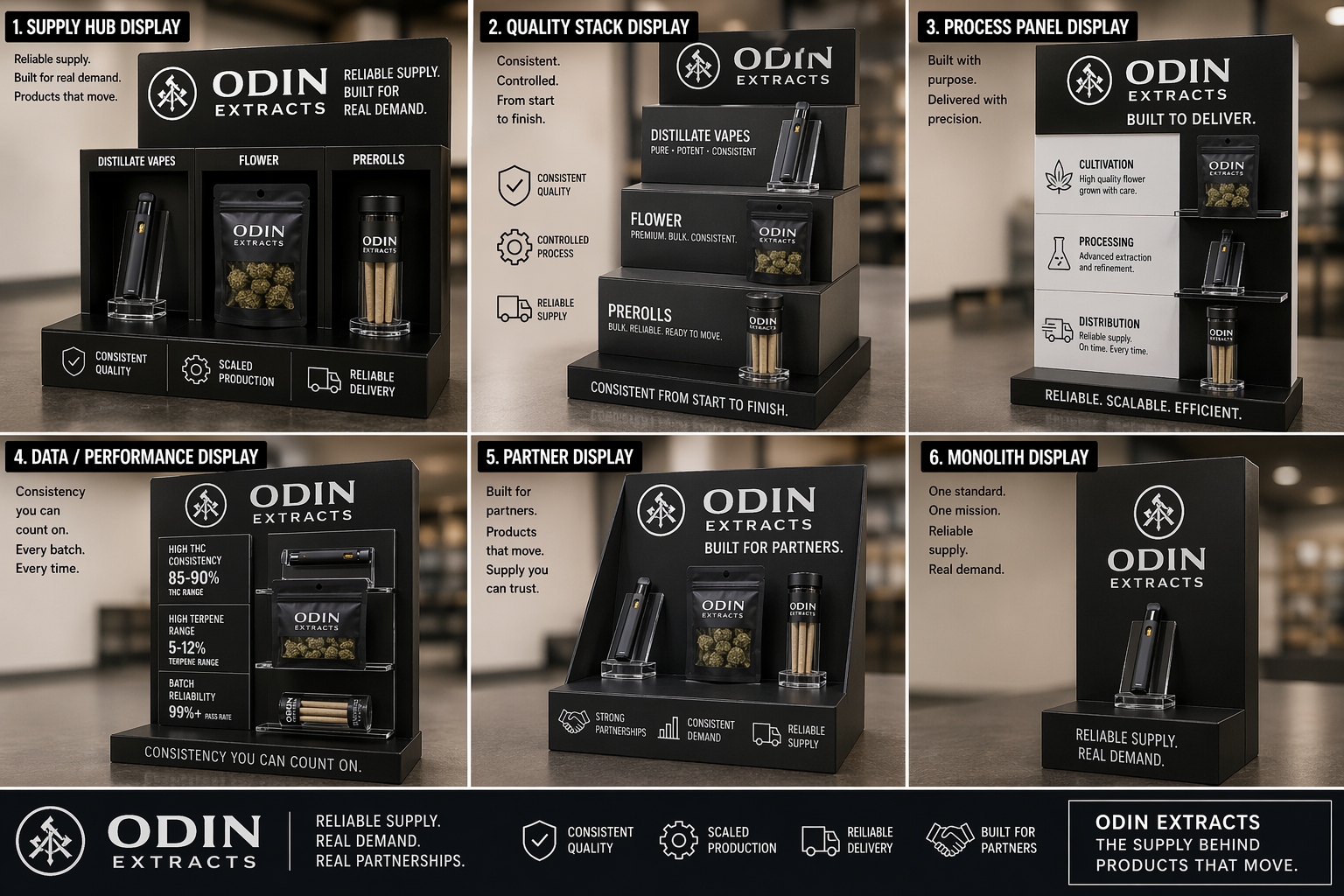 Odin Extracts retail display lineup